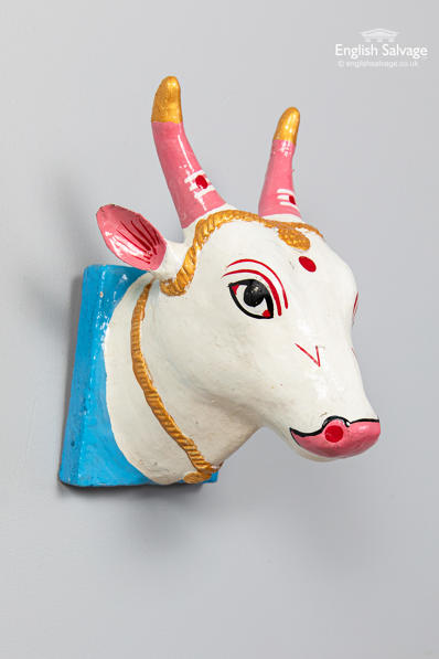 Hand-painted holy cow head wall art