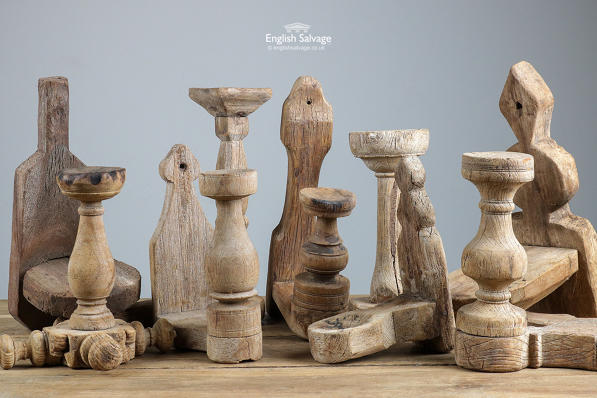 Handcarved wooden Indian candle holders