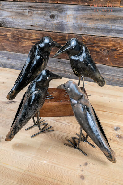 Handmade metal crow figures