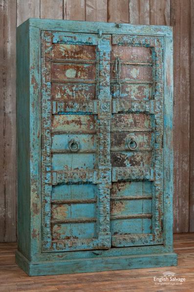 Hardwood blue cupboard with antique dooors