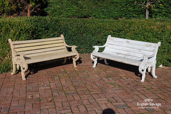 Highly ornate reclaimed garden benches