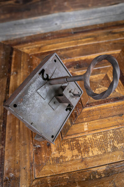 Huge old iron lock with key