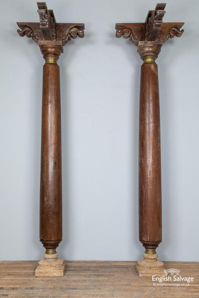 Huge pair of attractive old teak pillars