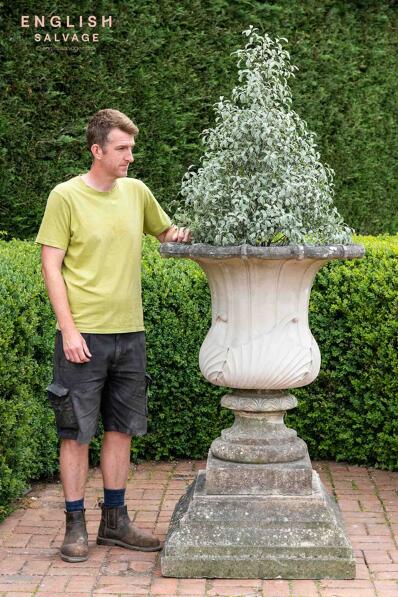 Huge reclaimed composition stone urn