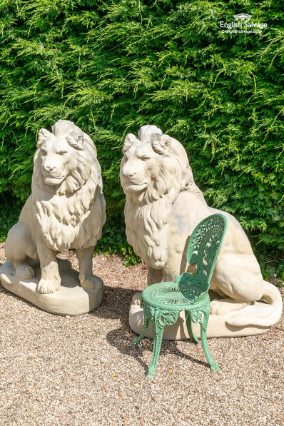 Imposing composition stone lion statues