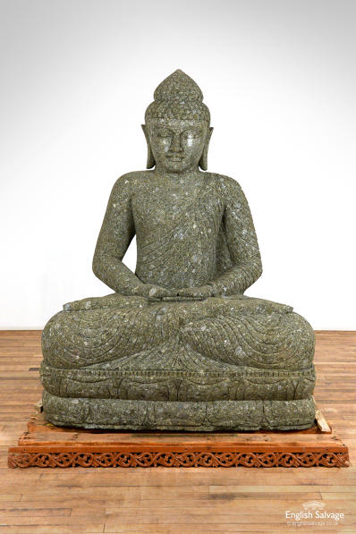 Impressive meditating Buddha in natural stone
