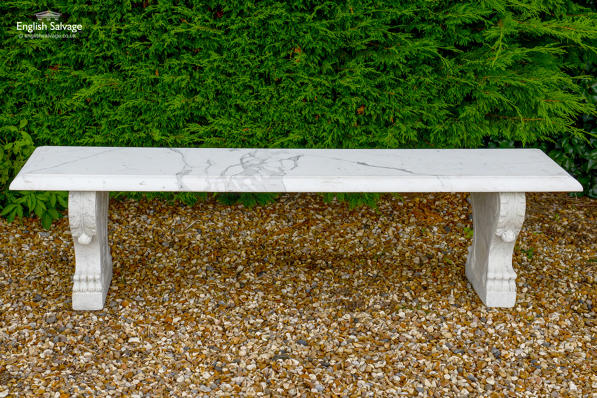 Italian carved white marble bench