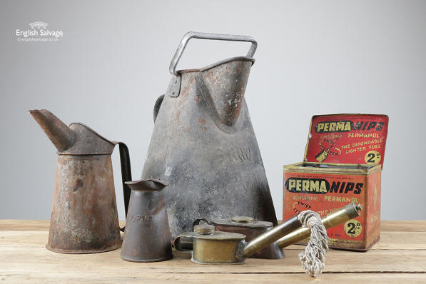 Job lot of vintage industrial jugs/canisters