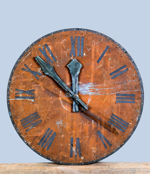 Large antique copper clock face