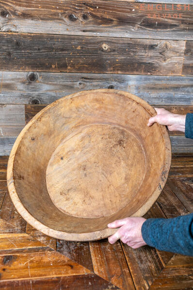Large antique teak bowl from India