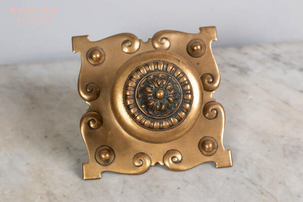 Large Arts and Crafts brass centre knob