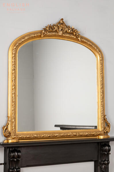 Large overmantel mirror in a Rococo style