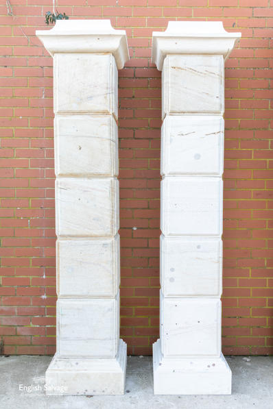 Large panelled gate pillars in sandstone