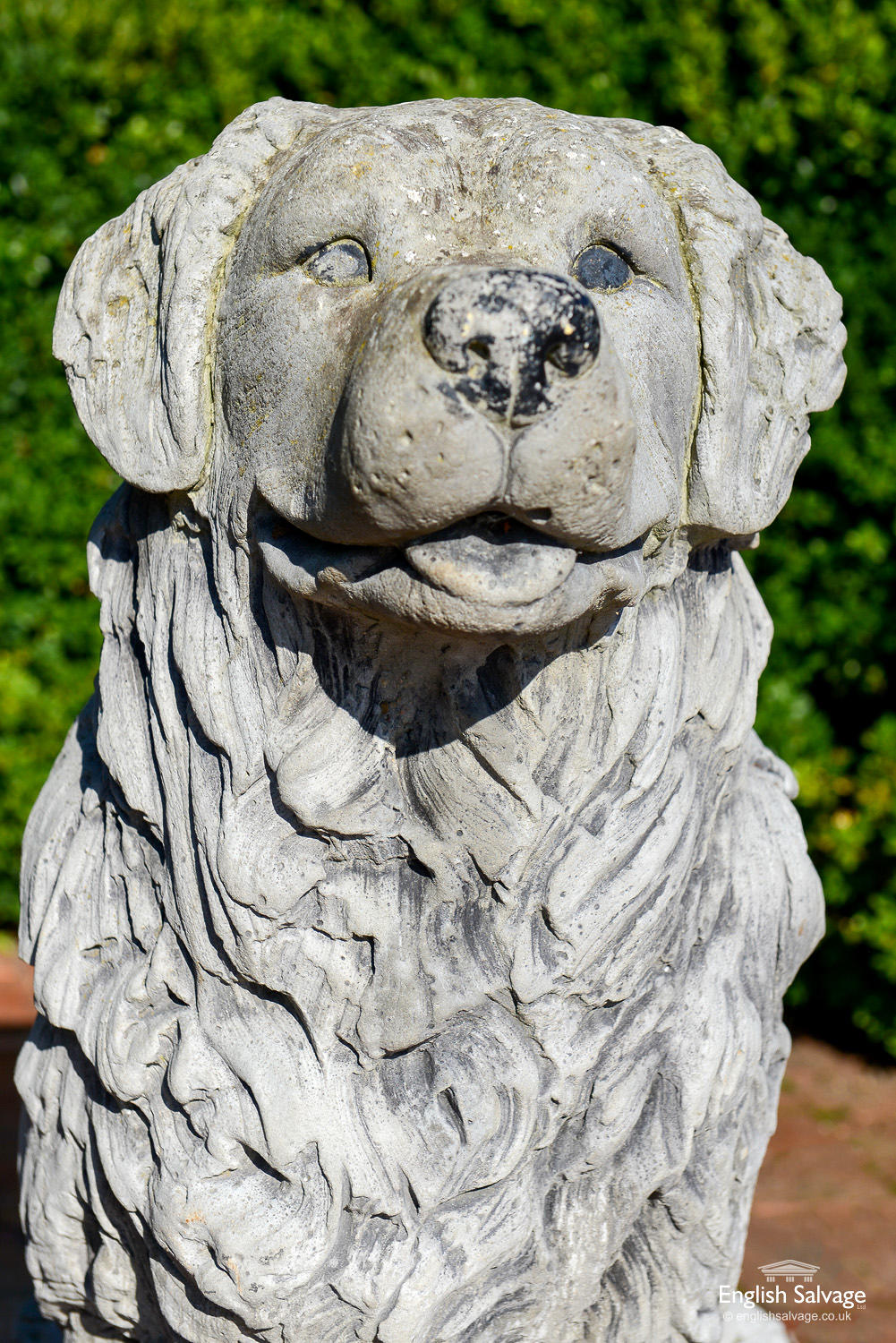 Large salvaged composite dog statue
