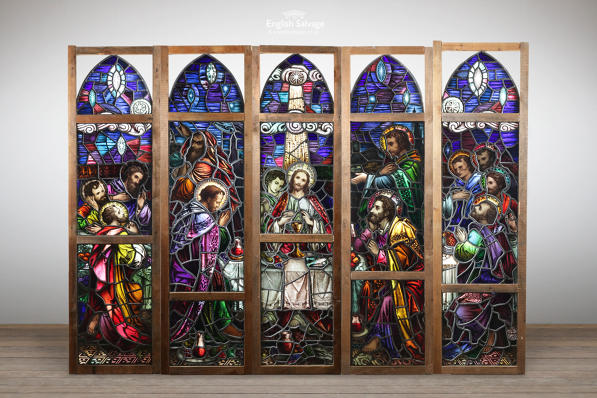 Last Supper religious stained glass panels