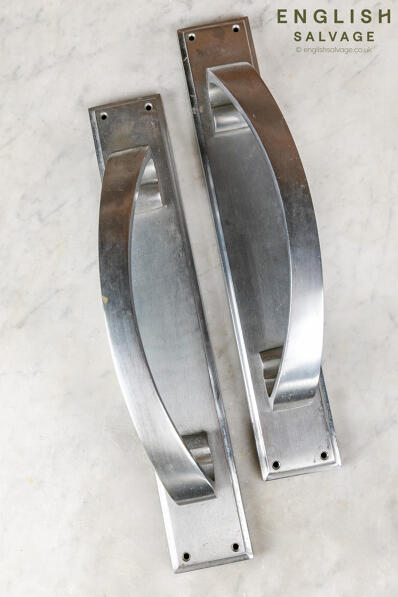 Massive late 20thC chrome door pulls