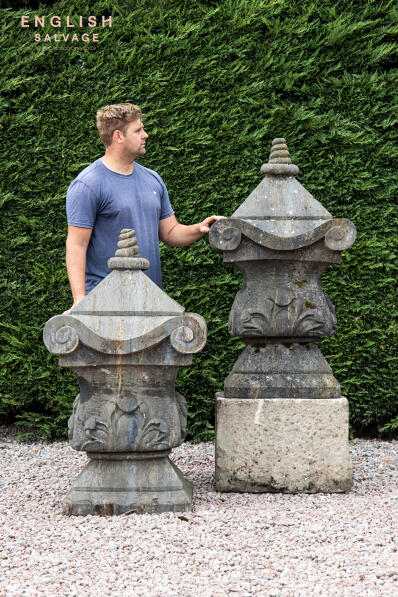 Massive reclaimed Belgian bluestone finials
