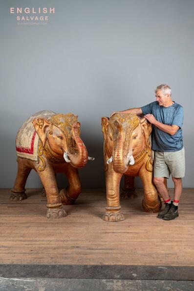 Massive reclaimed fibreglass elephants