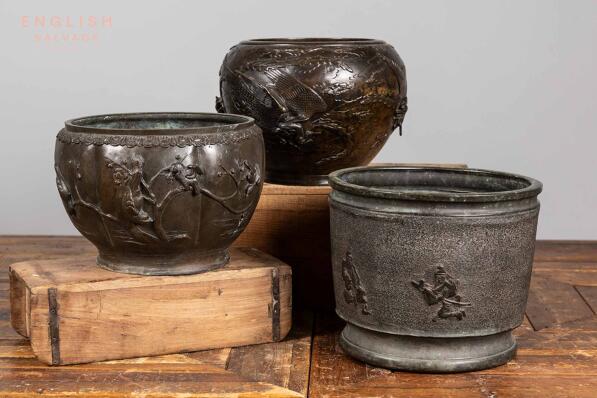 Meiji period Japanese bronze jardinieres