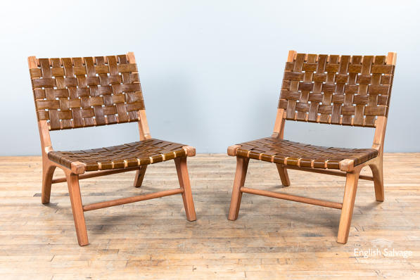 Mid Century style wood framed lounge chairs