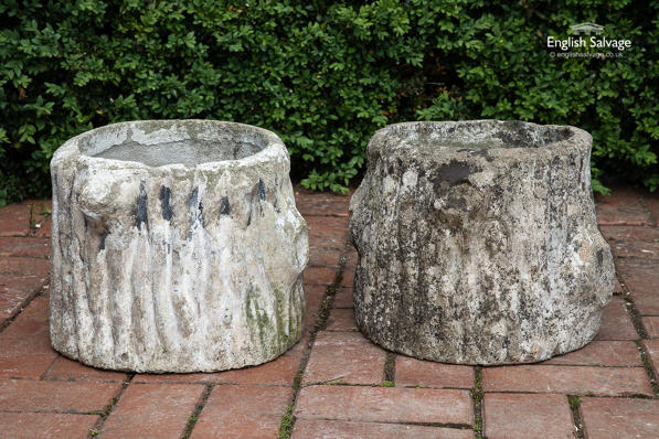 Mid-century tree stump planters