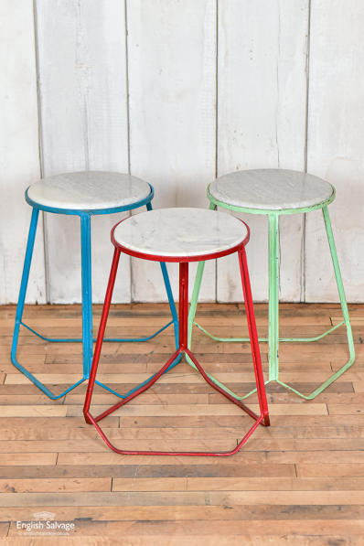 Modern steel and marble stools