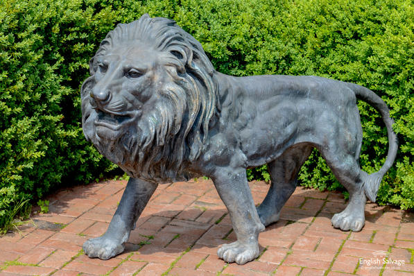 Monumental patinated bronze lion 