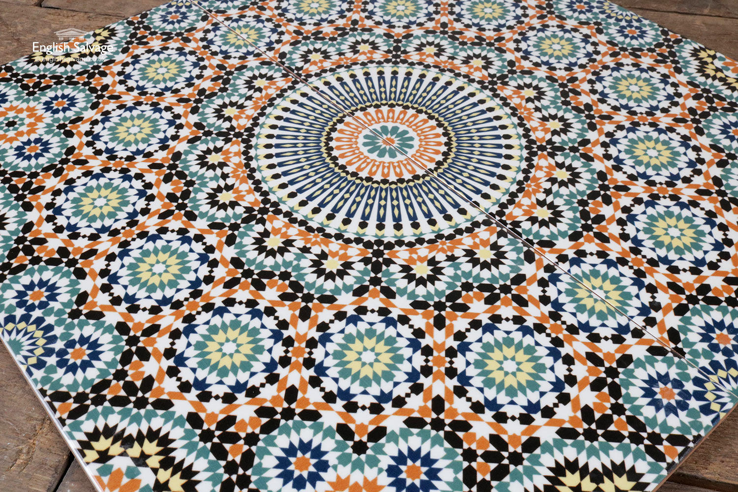 Moroccan black orange and green ceramic tiles