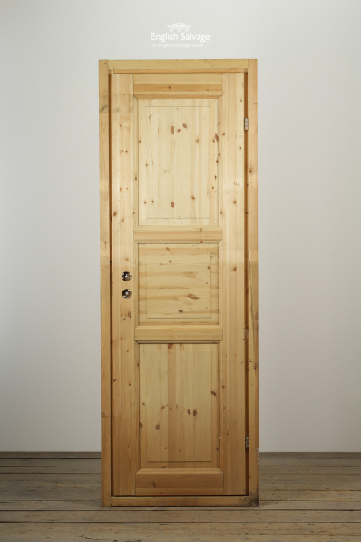 New Wooden Pine Three Panel Door with Frame 