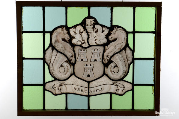 Newcastle coat of arms stained glass panel