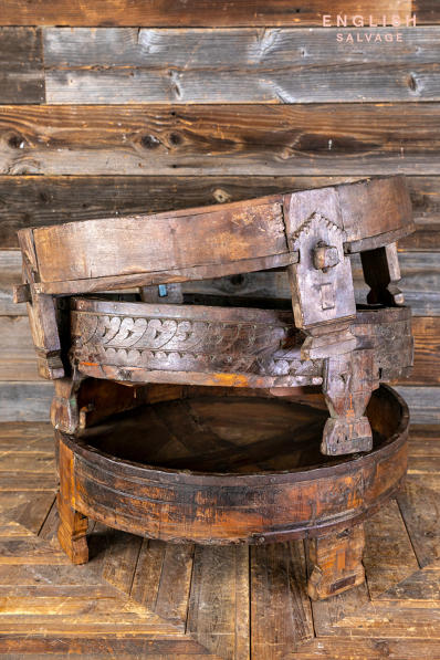 Old Indian teak chakki tables