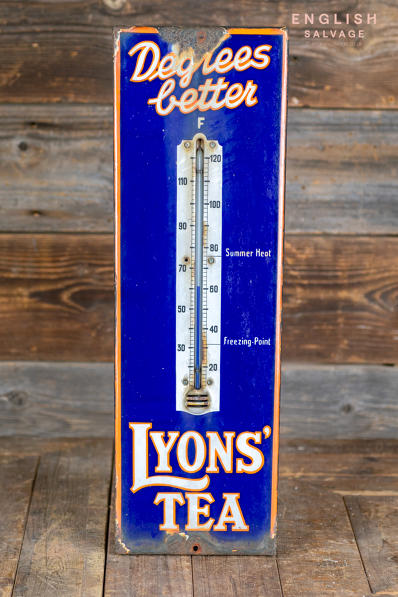 Original Lyons tea sign and thermometer