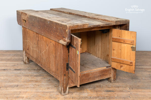 Original pine workbench with internal storage