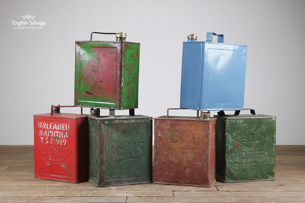 Original vintage metal petrol cans