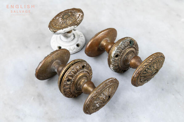 Ornate antique brass door knobs