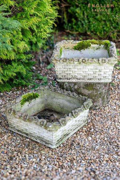 Ornate basketweave composition marble planter