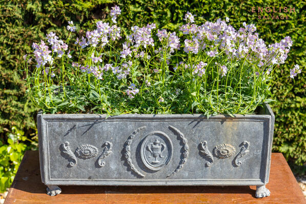 Ornate reclaimed rectangular lead planter