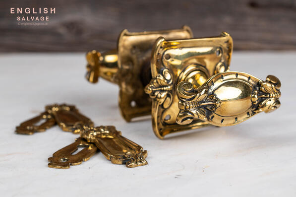 Ornate Victorian door knobs and key holes