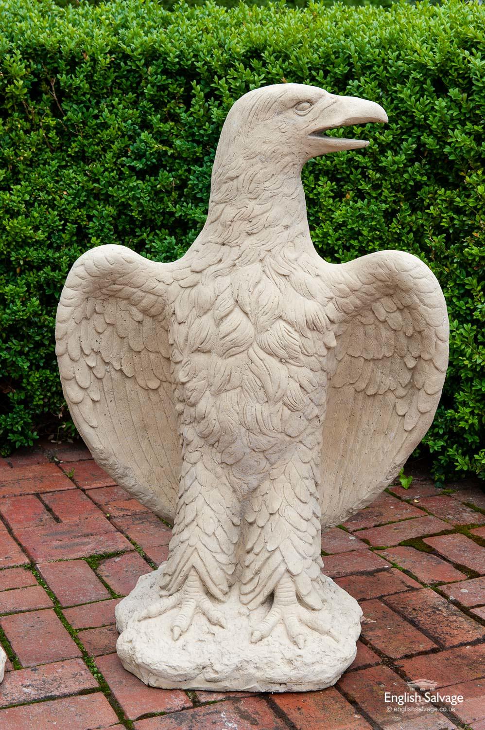 Pair composition stone eagle garden statues