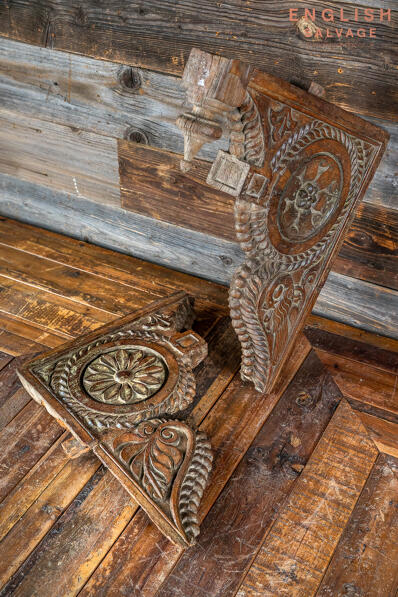Pair of antique Indian teak brackets