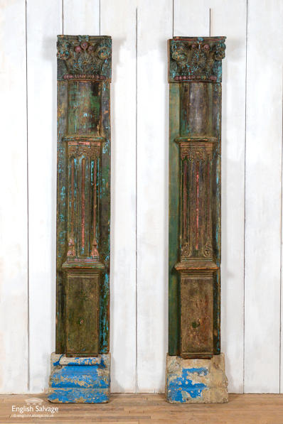 Pair of reclaimed antique Indian pillars