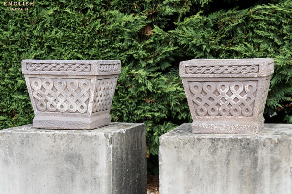 Pair of reclaimed square planters