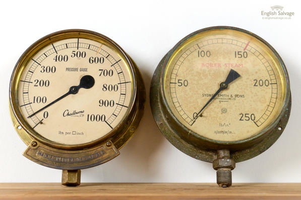 Pair of ship engine gauges