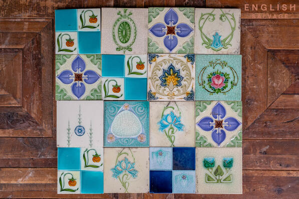 Patchwork blue Victorian tiles