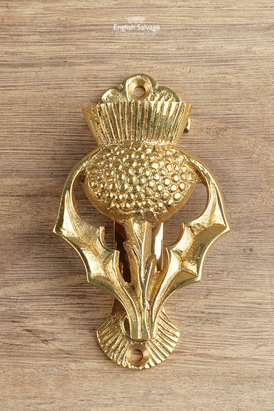 Petite Scottish thistle brass door knocker