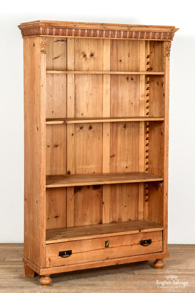 Pine open shelving / bookcase with drawers
