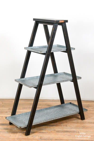 Plant ladder with galvanised shelves