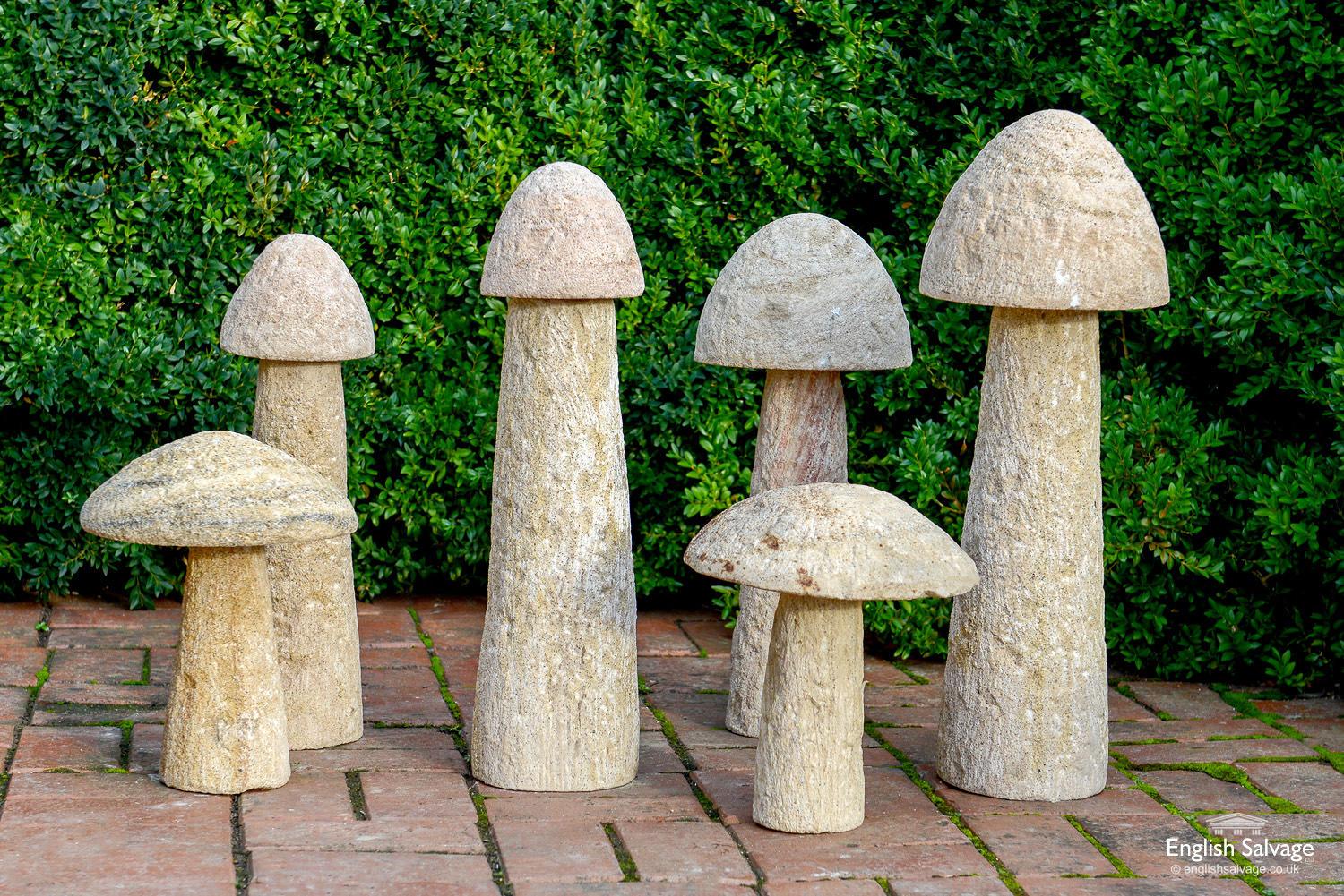 mushroom garden stone statues carved quirky