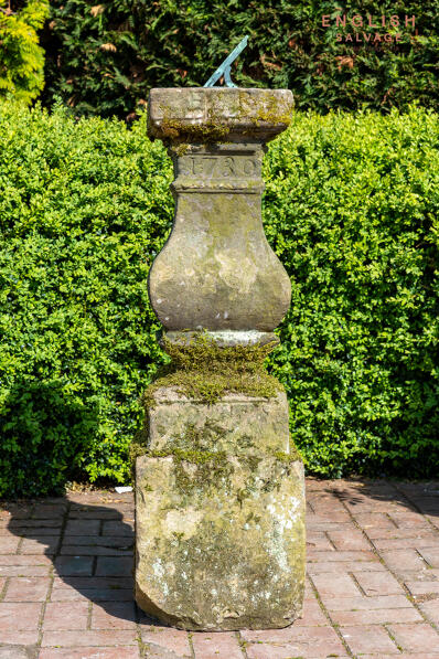 Rare large stone sundial dated 1730