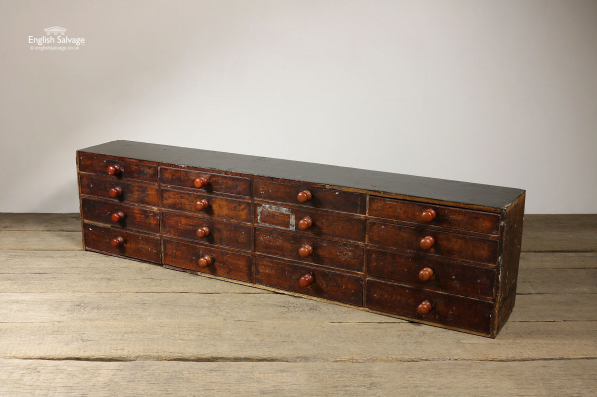 Reclaimed 19th C Pine 16 Small Drawers Unit